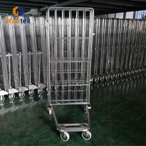 4 Sides Foldable Galvanized Roll Trolley