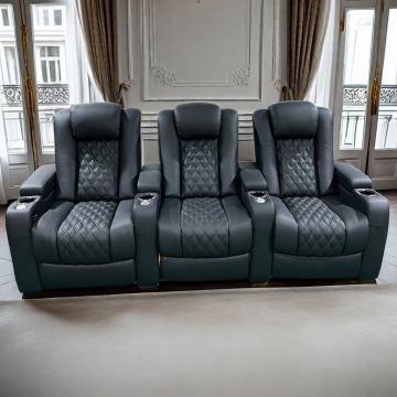 Luxury Napa Leather Electric Recliner Cinema Seat with Adjustable Headrest for VIP Home Theaters