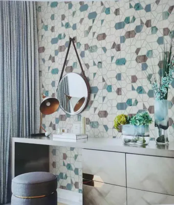 Bedroom PVC 3D Design Wallpaper 350g 1.06m