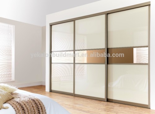 Painting glass door tawny glasses wardrobe with champagne color aluminum frame