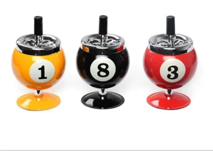 Billiards Rotating Metal Ashtray
