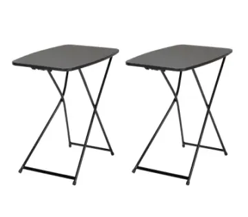 2 Pack Black Gray Adjustable Height Personal Folding Activity Camping Table