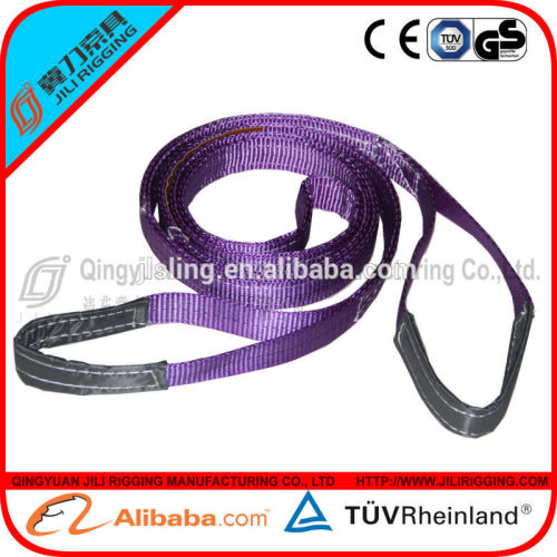 polyester fiber flat lifting single eye tools doule ply synthetic webbing sling