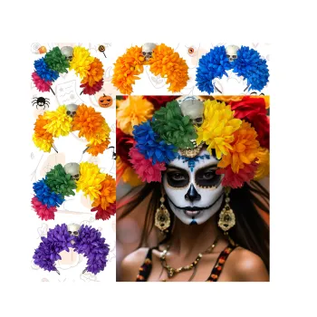 European & American Halloween: Flower Headband, Spider Simulation, Cosplay Makeup, & Party Headdresses