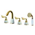 Golden 5 five-piece hole bath shower room tank room cold and hot mixed surface wash basin faucet