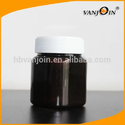 200ml PET Brown Wide Mouth Jars with white caps