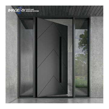 Modern Black Hurricane Impact Pivot Doors Design