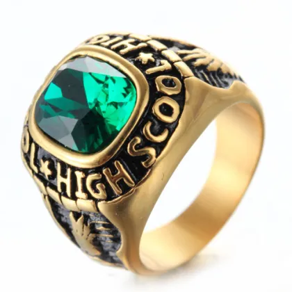 Fashion two eagle green Diamond Ring