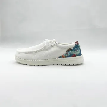 Custom Printed Lightweight Loafers for Men - Small White Canvas Boat Shoes