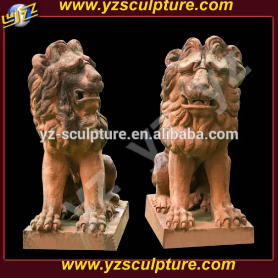 hot sale humorous small pink stone lion statue
