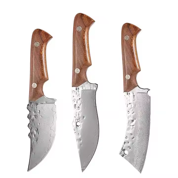 67-Layer Damascus Steel Knife Set with Comfortable Wood Handles
