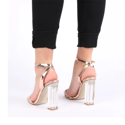roma style silver PU leather ladies shoes