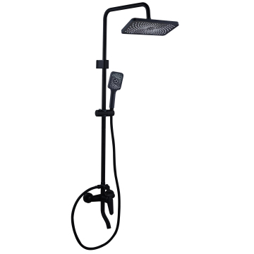 Bathroom Black Stainless Steel Shower Sets: Hot Cold Shower Mixer, In-Wall Rain 3-Way Shower System