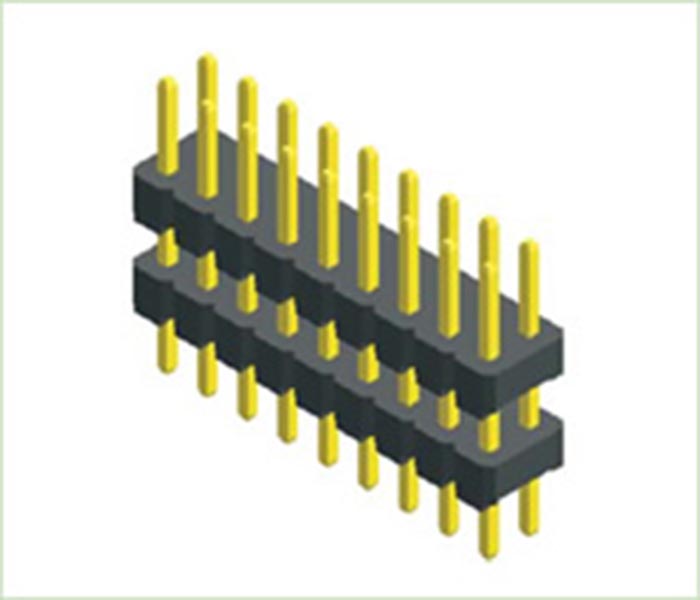 2,00 mm (0,0787 &quot;) Cabeçalho de inclinação da linha dupla linha dupla plástico reto throgh hole pcb conector