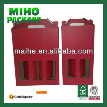 wine packaging box with dividers/folding wine paper box/printed paper wine holder