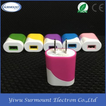 Color single port US Plug 5v 1A travel Wall USB Charging adapter charger