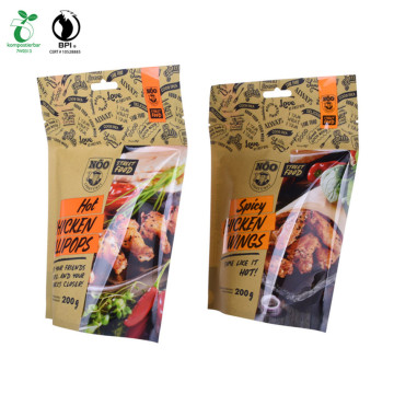 Stand up Gusset Pouch Food Bag Dengan Jendela Bening dan Ritsleting Atas untuk bedak dan makanan kering