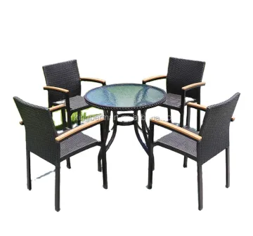 Comfortable Outdoor Coffee Shop Folding Table and Chair Set