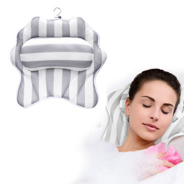 High Quality Fabric Pillow Bath Cushion Non-Slip Suction Sups Comfortable Head Rest Anti Mold Quick Dry Mesh Bathtub Head Holder