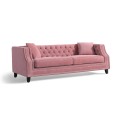 Moderne roze fluwelen knop getuft sofa