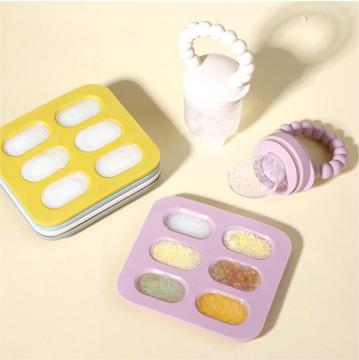 Vassoi di stoccaggio di alimenti per bambini in silicone con sezioni di cubetti di ghiaccio