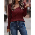 Women`s Long Sleeve Irregular Neck Sweater