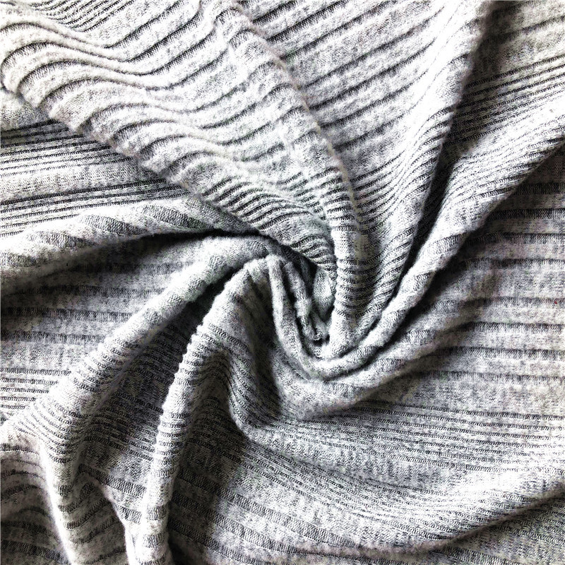 Polyester spandex hacci rib brushed