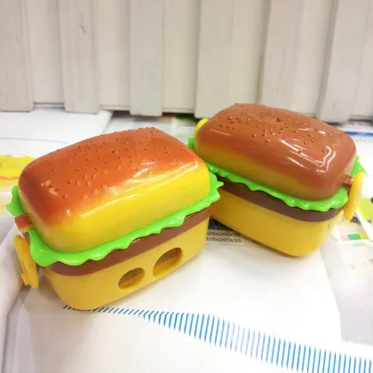 Portable Cute Children's Hamburger Pencil Sharpener - Fun Student Stationery