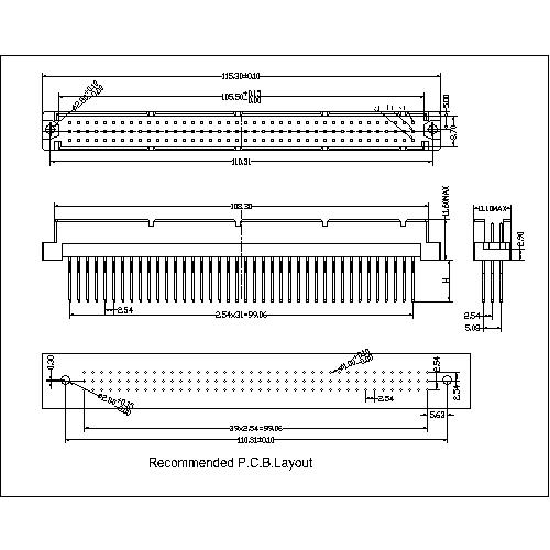 DMS-XX-XXX-310 Vertical Plug Extended Type R press-Fit Connectors 120 Positions-Model