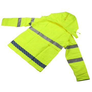 Ang hindi tinatagusan ng tubig na mataas na kakayahang makita ang stripe raincoat