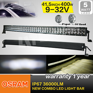 New Desgin 9-32V, IP67, 41.5" 400W Curved LED Light Bar Combo Beam for off Road