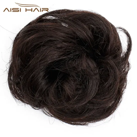 Aisi Hair Brazilian Human Hair Curly Brown Chignon Bun Elastic Rope Rubber Band Hairpiece Clip In Extension For Black Women