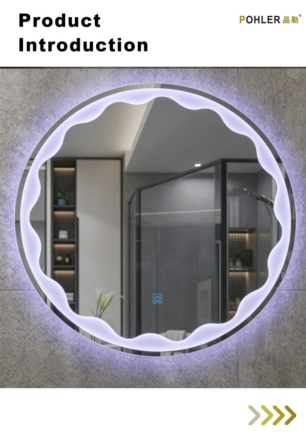 D029 Wavy Round LED Bathroom Mirror X