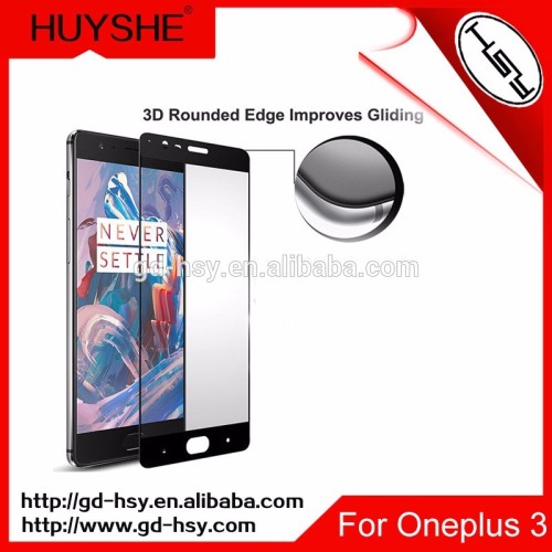 HUYSHE mobile phone use 3d curved tempered glass screen protector for Oneplus 3