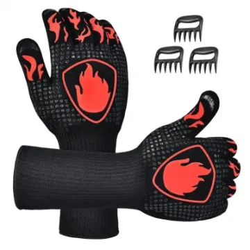Kitchen Washable Silicone Non-Slip Oven Heatproof Heat Resistant Grilling BBQ Long Gloves