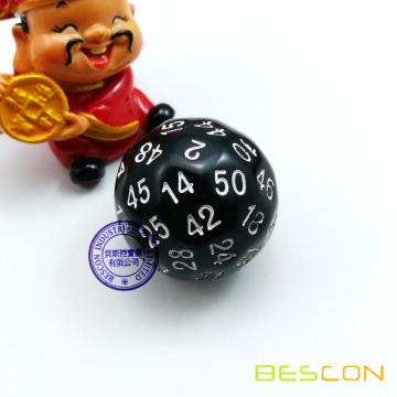 Bescon Polyhedral Würfel 50-seitige Gaming Würfel, D50 Würfel, D50 Würfel, 50 Seiten Würfel, 50 Seiten Würfel von schwarzer Farbe