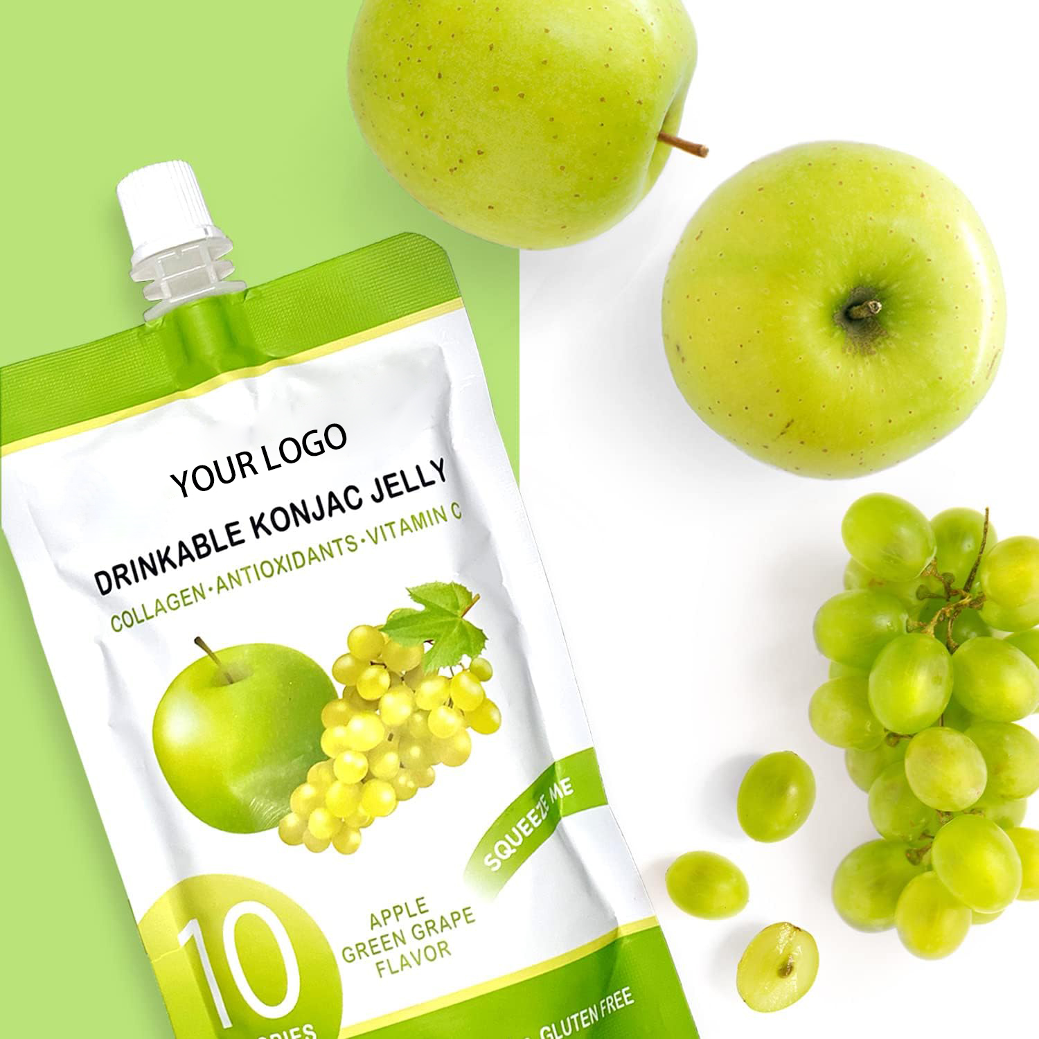 Private Label Apple Green Grape Flavor Zero Sugar Weight Loss Konjac Jelly Vegan Slim Konjac Jelly