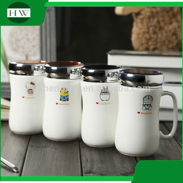 promotional gift cartoon scrub animal ceramic water tea milk coffee cup mug with handle and lid