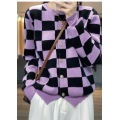 Vintage Checkerboard Crew Neck Ladies Jacket