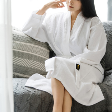 Wholesale adult waffle robe with kimono collar