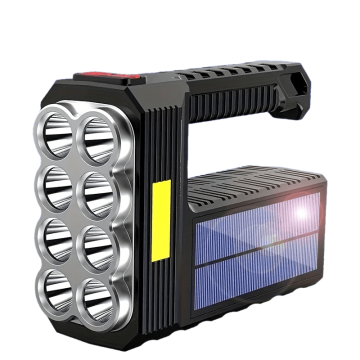 8LED Solar Handheld Flashlight: USB Rechargeable, Solar Charger & Power Bank for Emergency Use