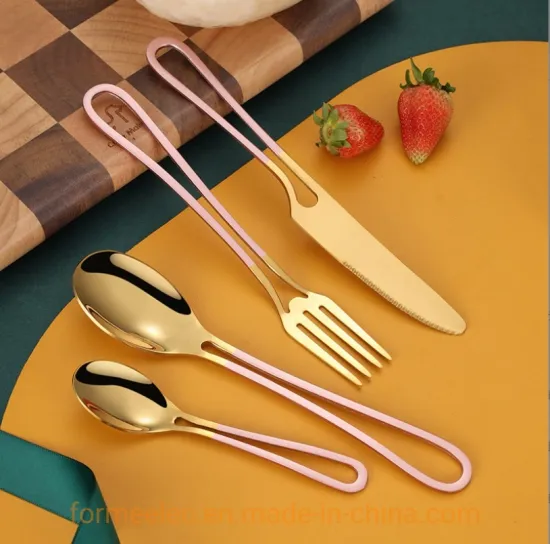 Silverware Restaurant Knife and Fork Hotel Dinnerware Set 4 Pieces Tableware Soup Spoon Knife Fork
