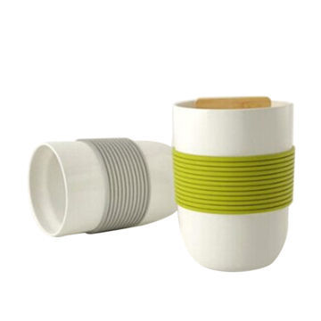 2014 Promotional heat insulation anti-skid white ceramic mugs bulk