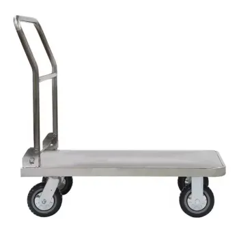 Heavy Duty Rubber 4 Wheels Load 400kg Foldable Stainless Steel Platform Hand Trolley Carts