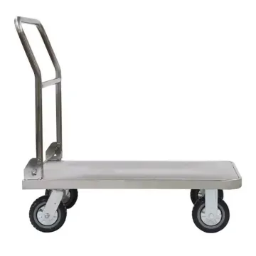 Heavy Duty Rubber 4 Wheels Load 400kg Foldable Stainless Steel Platform Hand Trolley Carts