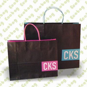 Kraft Paper Bags with 4C Printing, Made of Recycled Kraft Paper, OEM Orders are Welcome