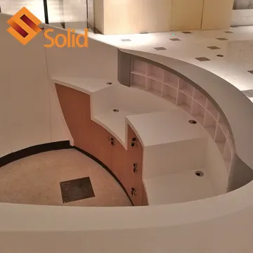 White Small Front Solid Surface Reception Desk for Wholesale in High Gloss Nail Beauty Spa Salon
