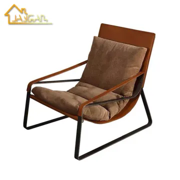Steel Frame Saddle Leather Club Chair for Contemporary Living Rooms