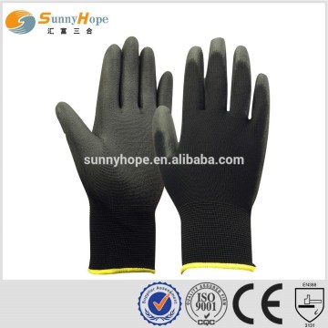 13 gauge palm dipped black protective gloves