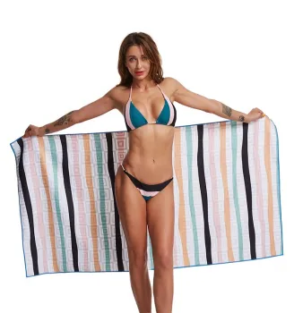 Personalized Sublimation Printed No-Sand Stripe Beach Towel with Terry Cloth